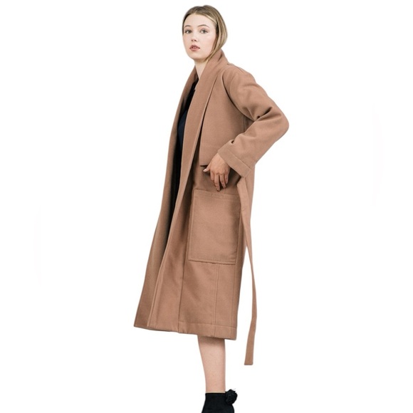House Of Sunny Celina Belted Polyester Long Tan Trench Coat Size 4 - Picture 1 of 16